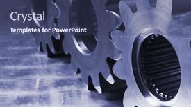  Presentation with stainless steel - Presentation theme featuring side view of three cogs in bluish against stainless-steel background and a ocean colored foreground