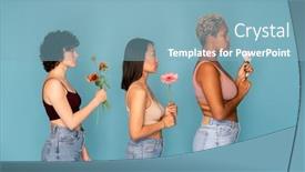  Presentation with intercultural - Audience pleasing theme consisting of side-view-of-three-young backdrop and a light blue colored foreground