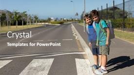  Presentation with pedestrian crossing - Cool new slides with side-view-of-two-caucasian backdrop and a gray colored foreground