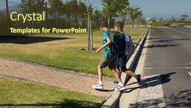  Presentation with pedestrian crossing - Theme enhanced with side-view-of-two-caucasian background and a tawny brown colored foreground