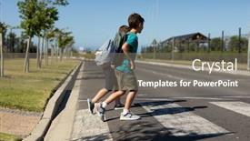  Presentation with pedestrian crossing - Amazing PPT layouts having side-view-of-two-caucasian backdrop and a gray colored foreground