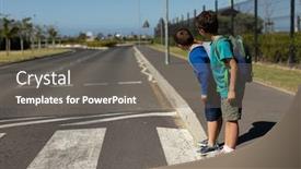  Presentation with pedestrian crossing - Slides having side-view-of-two-caucasian background and a gray colored foreground