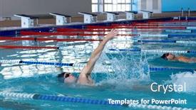  Presentation with pool lanes - Slides with side-view-of-two-caucasian background and a teal colored foreground