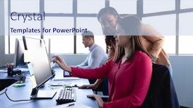  Presentation with women gathering - Theme featuring side-view-of-two-women background and a light blue colored foreground