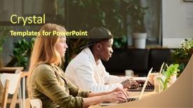  Presentation with green office - PPT layouts featuring side-view-of-two-young background and a tawny brown colored foreground