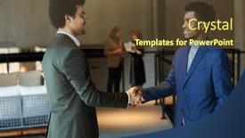  Presentation with negotiating - PPT theme featuring side-view-of-two-young background and a tawny brown colored foreground