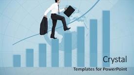  Presentation with statistic - Presentation design featuring suitcase against statistic with arrow background and a light blue colored foreground