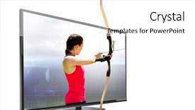  Presentation with archery - Amazing presentation theme having side view of woman practicing archery against american football arena backdrop and a white colored foreground