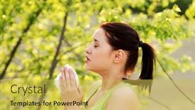  Presentation with sneezing - Presentation theme with side view of woman sneezing in tissue because of allergy on pollen outdoor background and a yellow colored foreground