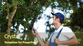  Presentation with tree - Slides enhanced with side view of worker spraying background and a tawny brown colored foreground