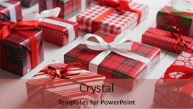  Presentation with christmas presents - Audience pleasing slides consisting of side view of wrapped christmas backdrop and a red colored foreground