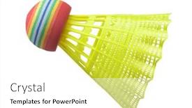  Presentation with white badminton shuttlecock - Presentation theme consisting of side-view-of-yellow-plastic background and a white colored foreground