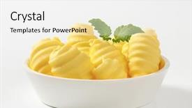  Presentation with clarified butter - Cool new presentation design with side view of yellowish butter backdrop and a white colored foreground