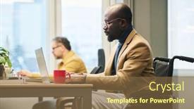  Presentation with coworking - PPT theme enhanced with side-view-of-young-african background and a tawny brown colored foreground