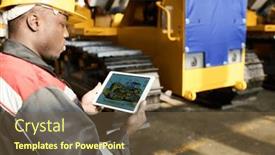  Presentation with industrial engineer - Presentation theme featuring side-view-of-young-african background and a tawny brown colored foreground