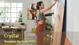  Presentation with artist - Slide deck featuring side-view-of-young-artist background and a tawny brown colored foreground