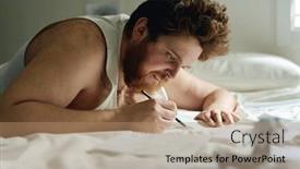  Presentation with mental - Slide deck having side-view-of-young-bearded background and a coral colored foreground