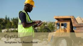  Presentation with black-man - PPT theme having side-view-of-young-black background and a coral colored foreground