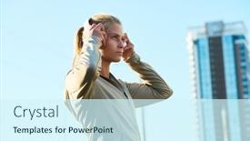  Presentation with sport blue - PPT layouts consisting of side-view-of-young-blond background and a cool aqua colored foreground