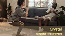  Presentation with resistance - Presentation theme featuring side-view-of-young-brunette background and a tawny brown colored foreground