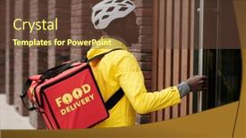  Presentation with deliver - Presentation design consisting of side-view-of-young-corier background and a tawny brown colored foreground