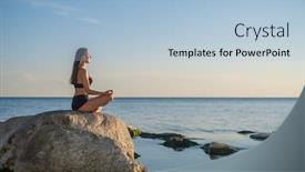  Presentation with female - Colorful PPT theme enhanced with side-view-of-young-female backdrop and a light blue colored foreground