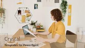  Presentation with female - Slides featuring side-view-of-young-female background and a coral colored foreground