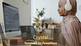  Presentation with female - PPT theme featuring side-view-of-young-female background and a tawny brown colored foreground