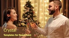  Presentation with flutes - Amazing slide set having side-view-of-young-joyful backdrop and a tawny brown colored foreground