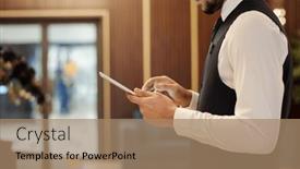  Presentation with lounge - Presentation having side-view-of-young-male background and a coral colored foreground