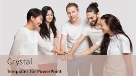  Presentation with ethnic - Presentation design enhanced with side-view-of-young-multi background and a soft green colored foreground