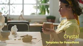  Presentation with hot tea - Presentation enhanced with side-view-of-young-pensive background and a coral colored foreground