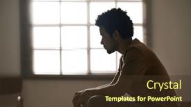  Presentation with alone - Presentation theme enhanced with side-view-of-young-sad background and a tawny brown colored foreground