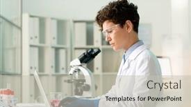  Presentation with lab - Colorful presentation design enhanced with side-view-of-young-serious backdrop and a soft green colored foreground