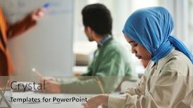  Presentation with woman muslim - PPT layouts featuring side-view-of-young-serious background and a  colored foreground