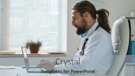  Presentation with patients - PPT theme consisting of side-view-of-young-serious background and a light blue colored foreground