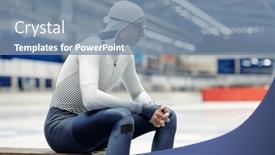  Presentation with ice rink - Presentation theme having side-view-of-young-sportsman background and a seafoam green colored foreground