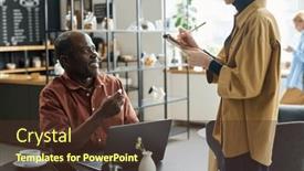  Presentation with order - PPT theme having side-view-of-young-waitress background and a tawny brown colored foreground