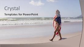  Presentation with wrapped flag - Presentation having side-view-of-young-woman background and a sky blue colored foreground