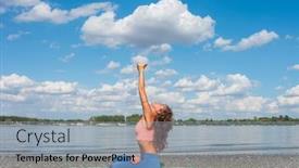  Presentation with stretch - Cool new presentation theme with side-view-of-young-woman backdrop and a light blue colored foreground