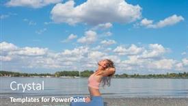  Presentation with stretch - Amazing presentation theme having side-view-of-young-woman backdrop and a light blue colored foreground