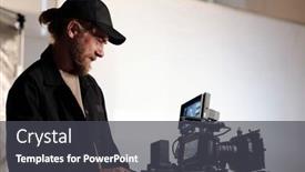  Presentation with shooting - Presentation featuring side-view-portrait-of-bearded background and a dark gray colored foreground