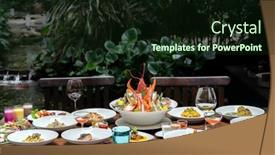  Presentation with international buffet - Theme with side-view-premium-variety background and a wine colored foreground