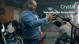  Presentation with motorcycle safety - Presentation design consisting of side-view-shot-on-biker background and a tawny brown colored foreground