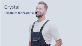  Presentation with forward - Cool new slides with side-view-smiling-man backdrop and a sky blue colored foreground