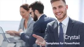  Presentation with successful - Audience pleasing slides consisting of side view successful businessman reaching backdrop and a tawny brown colored foreground