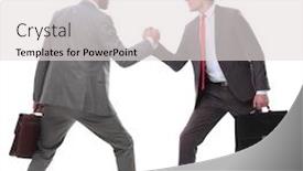  Presentation with strength - Theme enhanced with side-view-two-business-competitors background and a light gray colored foreground