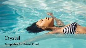  Presentation with pool side - Colorful PPT theme enhanced with side view of young mixed backdrop and a  colored foreground