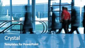  Presentation with movement - Amazing slides having side walk - business people in movement backdrop and a teal colored foreground