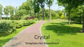  Presentation with pavement - Colorful PPT theme enhanced with side walk - pavement in the park backdrop and a gold colored foreground